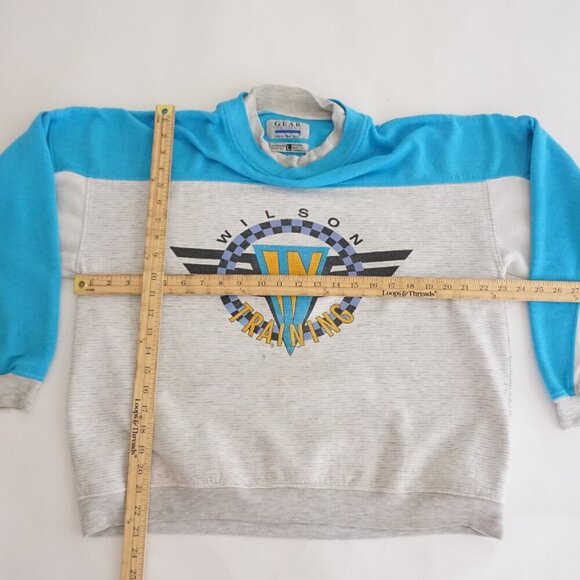 VTG 80S Gear For Sports Wilson Training Gray Blue Boxy Cotton Crewneck Sweater L - Picture 3 of 11